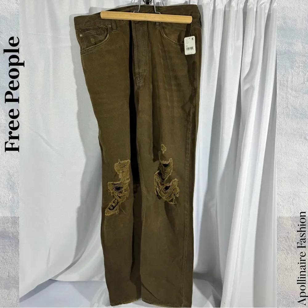 FREE PEOPLE LASSO JEANS IN BROWN SIZE 32 NWT
